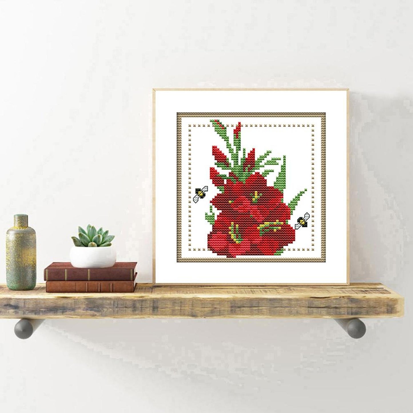 Month Flower - August - Partial 14CT Counted Cross Stitch 17x17CM - Joy Sunday