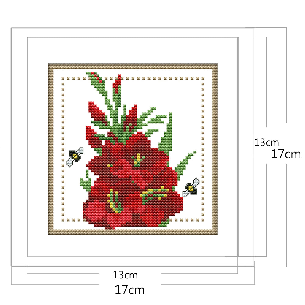 Month Flower - August - Partial 14CT Counted Cross Stitch 17x17CM - Joy Sunday