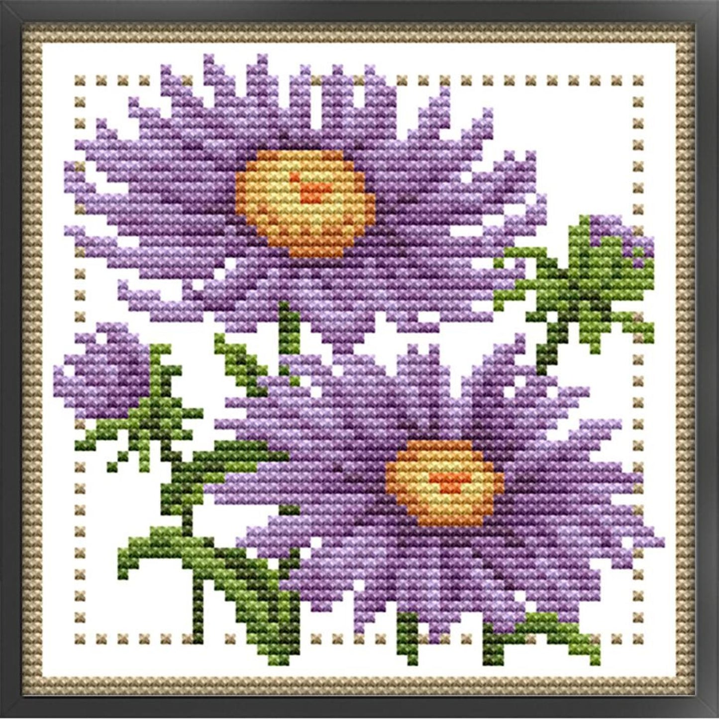 Month Flower - September - Partial 14CT Counted Cross Stitch 17x17CM - Joy Sunday