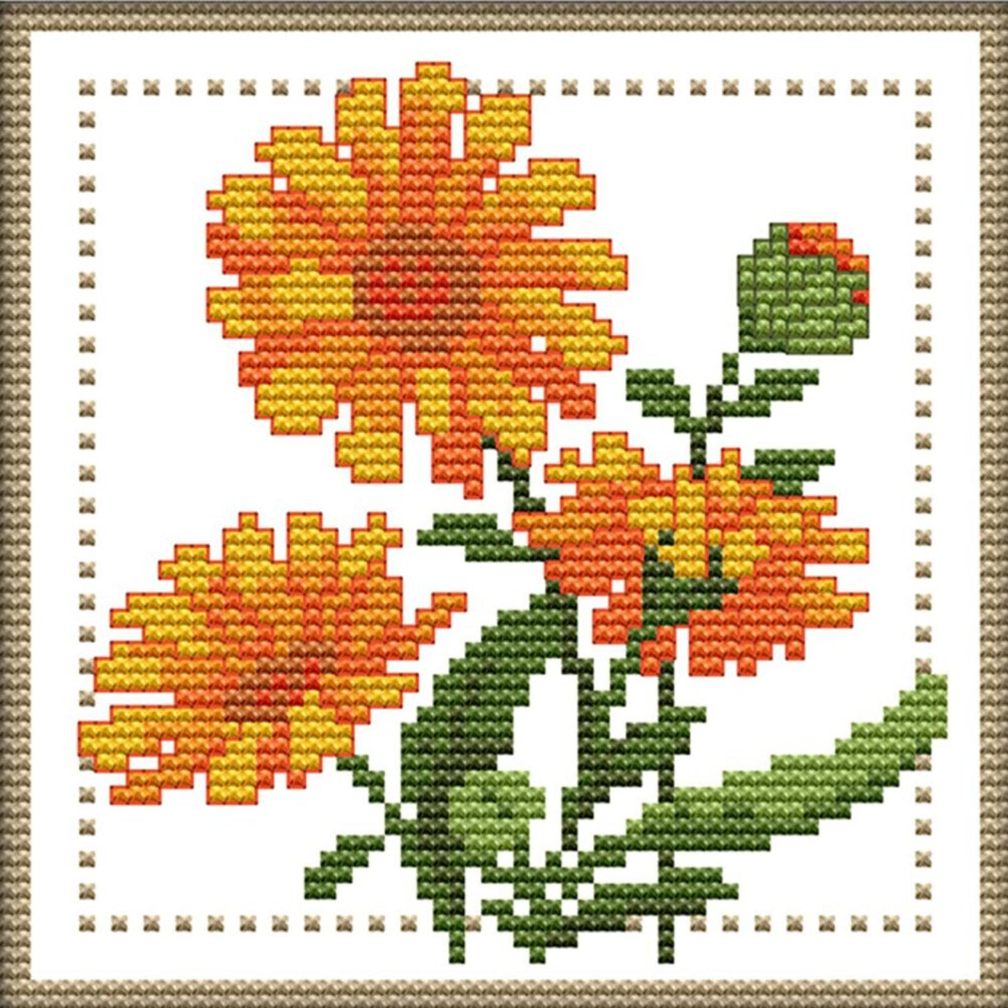 Month Flower - October - Partial 14CT Counted Cross Stitch 17x17CM - Joy Sunday