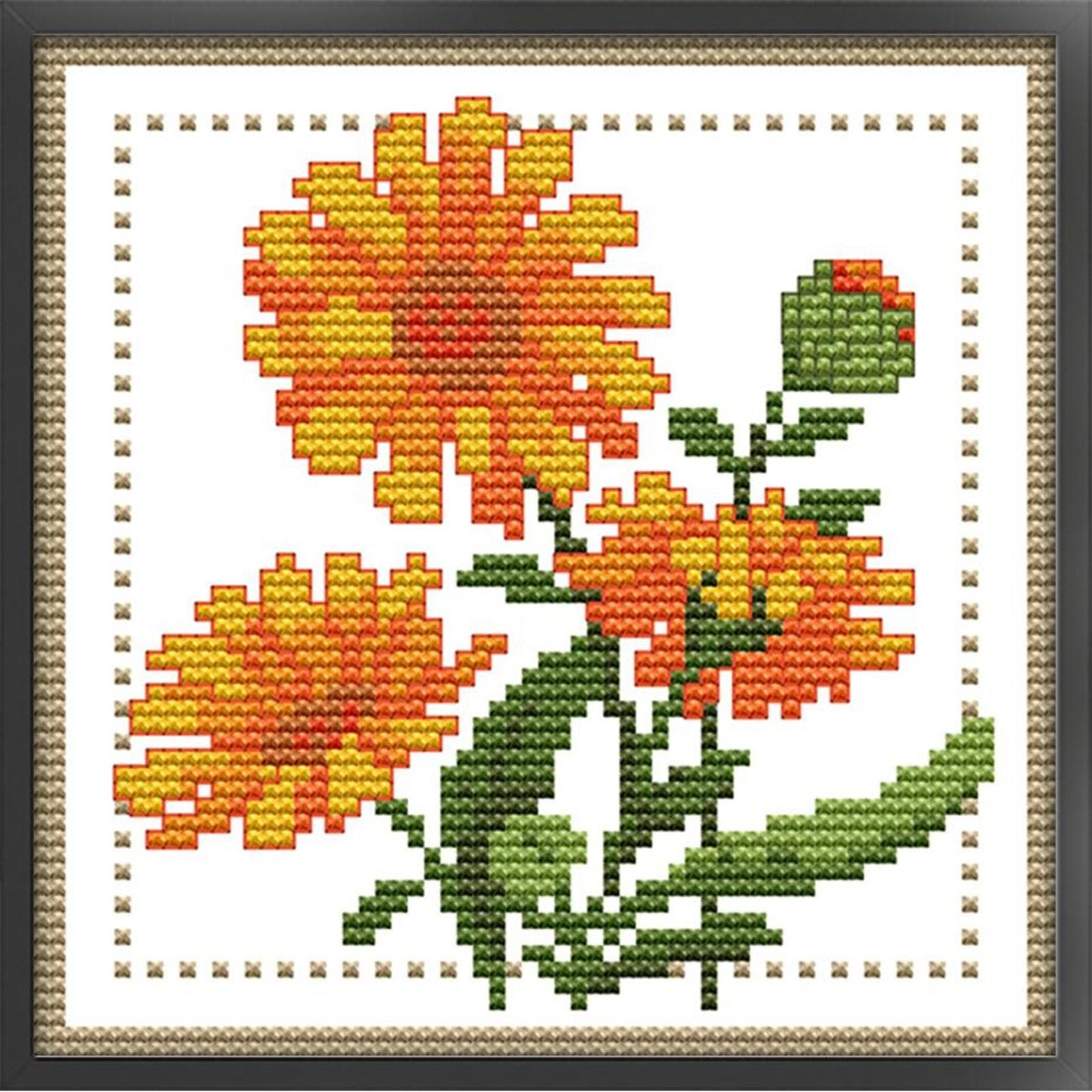 Month Flower - October - Partial 14CT Counted Cross Stitch 17x17CM - Joy Sunday