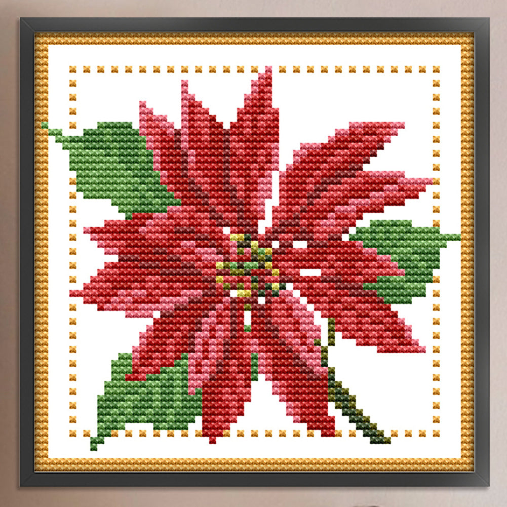 Month Flower - December - Partial 14CT Counted Cross Stitch 17x17CM - Joy Sunday