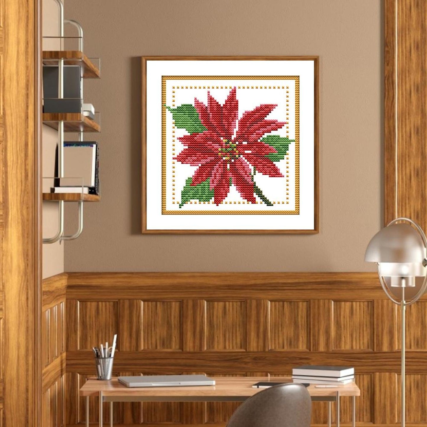 Month Flower - December - Partial 14CT Counted Cross Stitch 17x17CM - Joy Sunday
