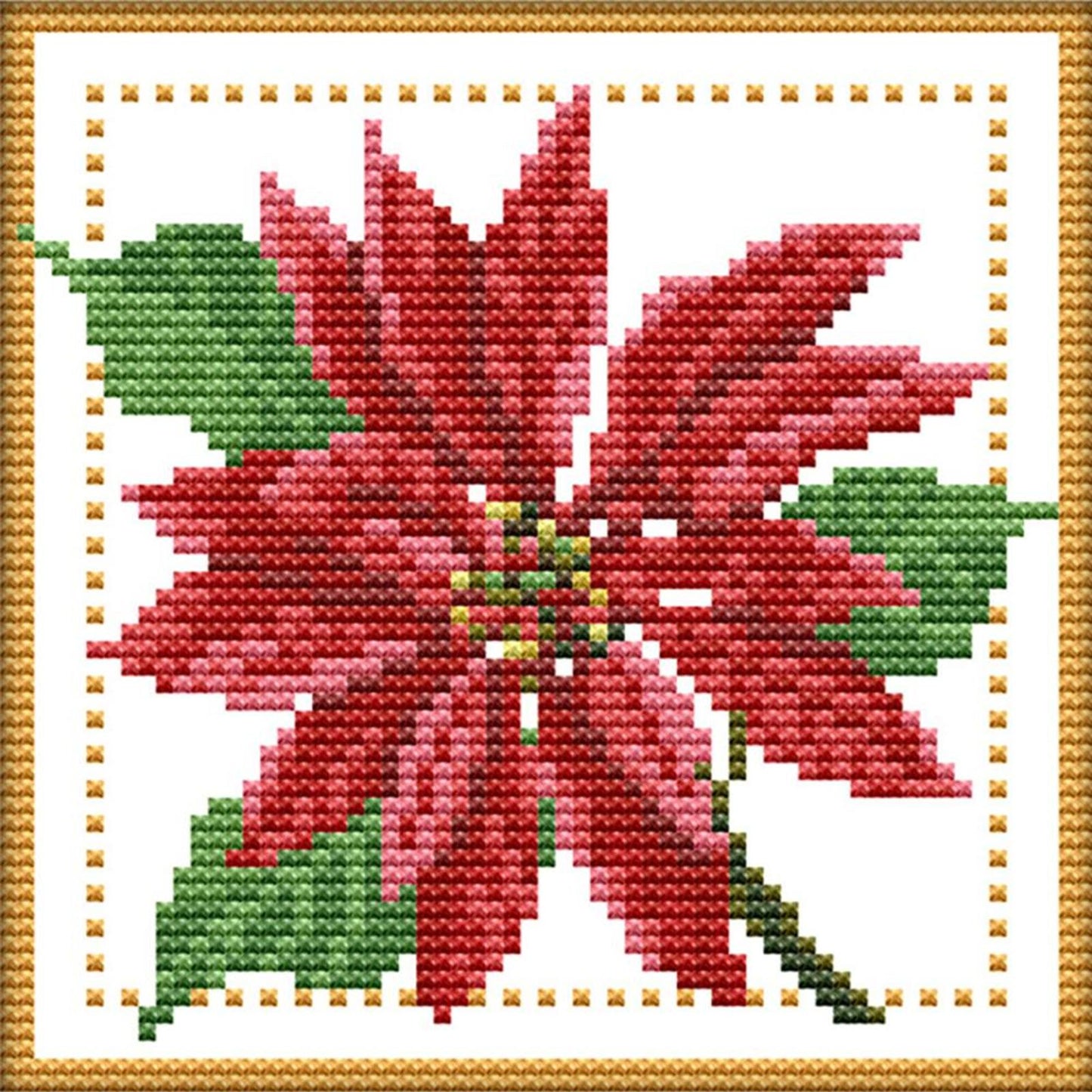 Month Flower - December - Partial 14CT Counted Cross Stitch 17x17CM - Joy Sunday