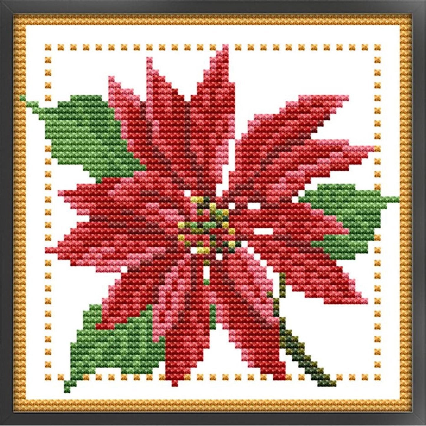 Month Flower - December - Partial 14CT Counted Cross Stitch 17x17CM - Joy Sunday