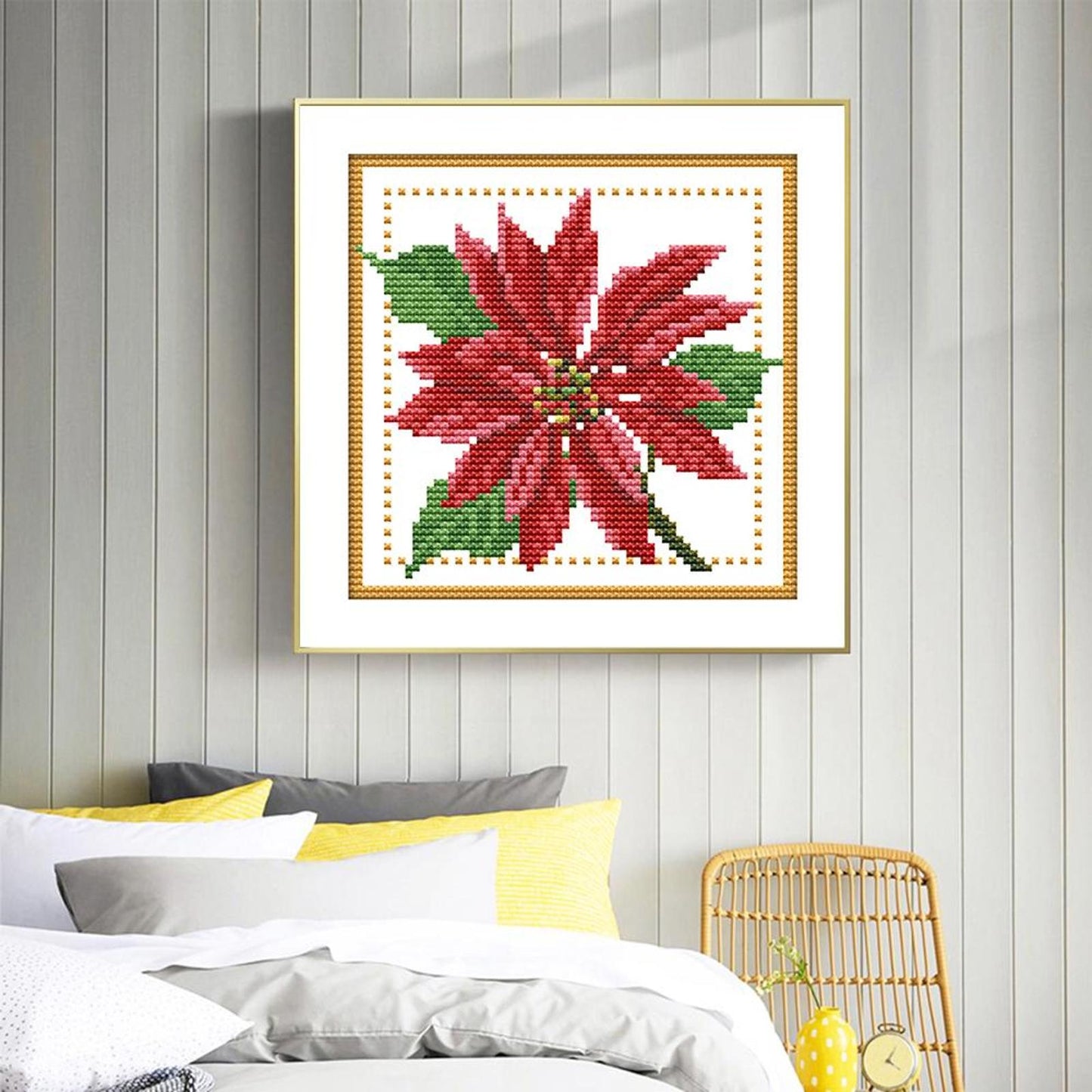 Month Flower - December - Partial 14CT Counted Cross Stitch 17x17CM - Joy Sunday