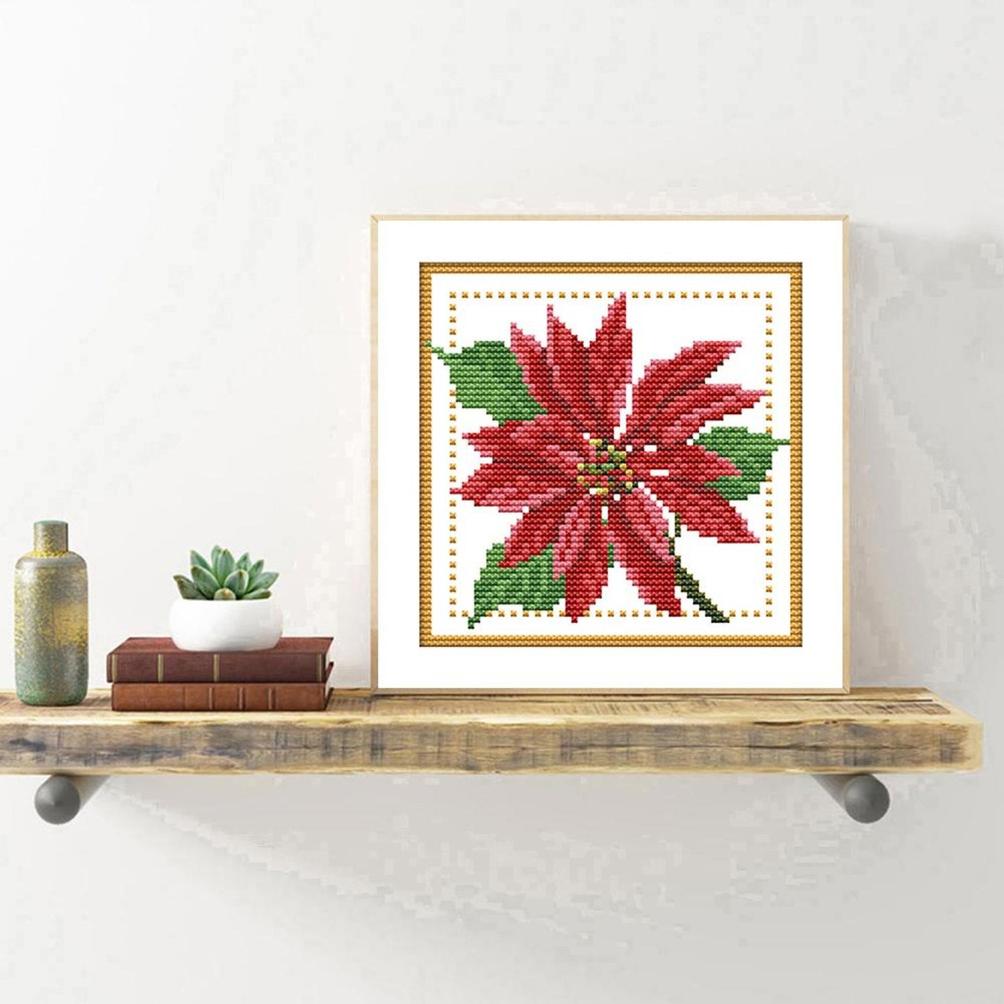 Month Flower - December - Partial 14CT Counted Cross Stitch 17x17CM - Joy Sunday