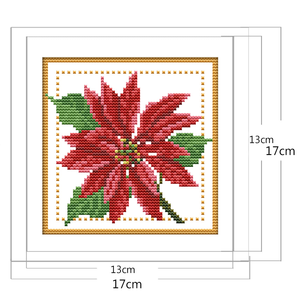 Month Flower - December - Partial 14CT Counted Cross Stitch 17x17CM - Joy Sunday
