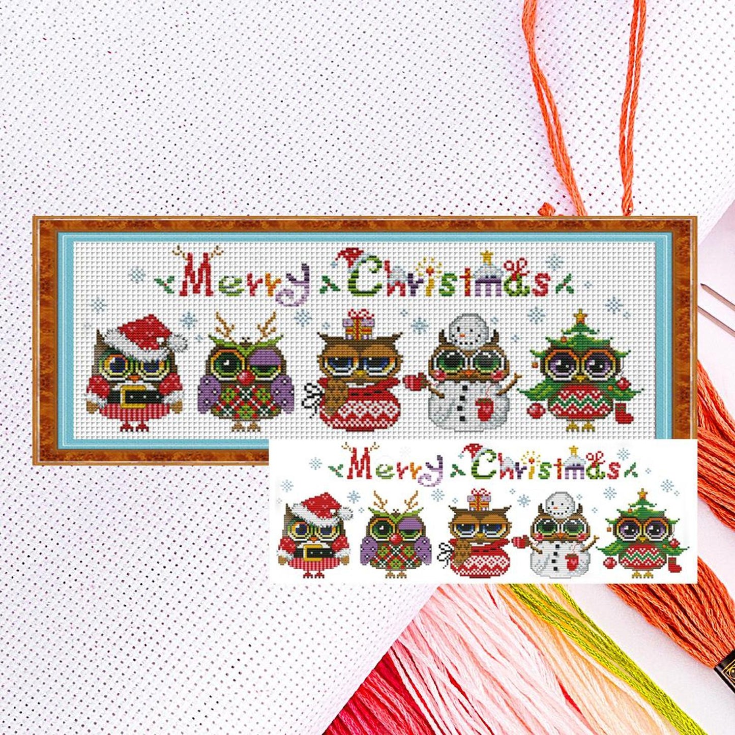 Christmas Owl - Partial 14CT Counted Cross Stitch 48x18CM - Joy Sunday