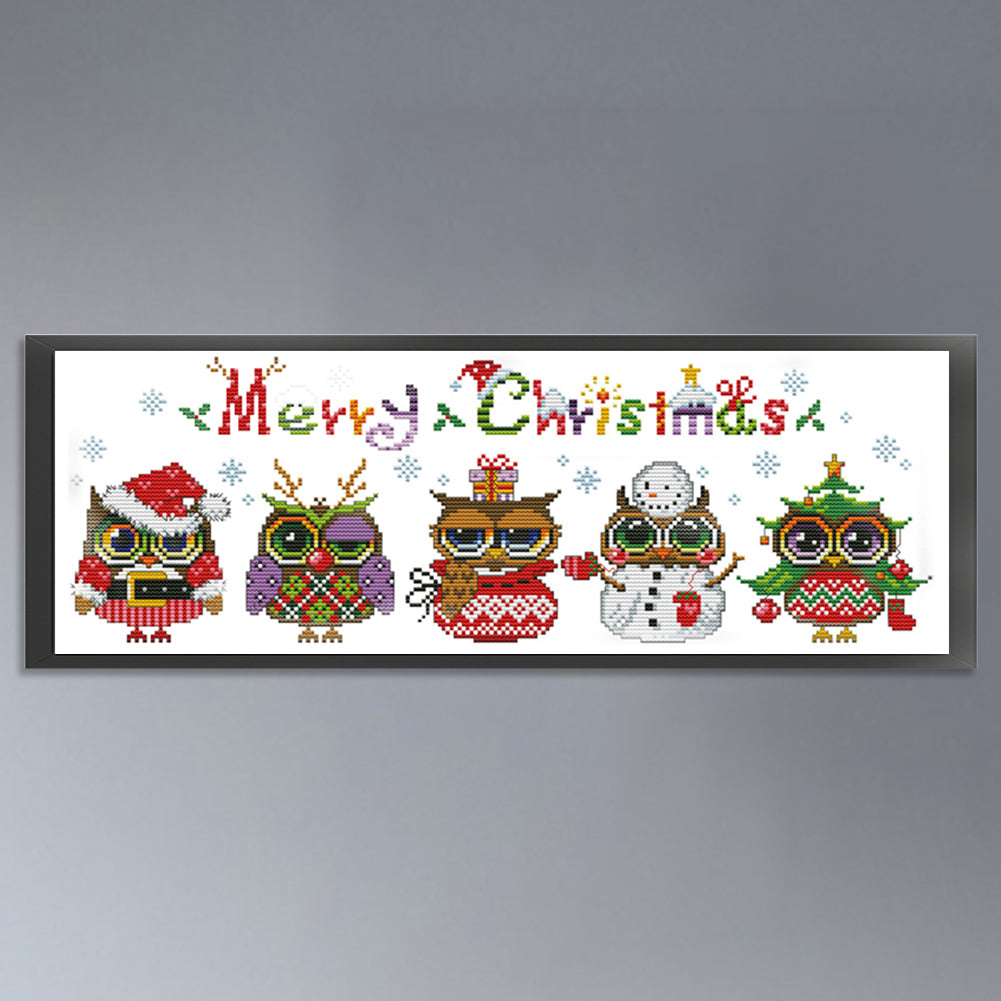 Christmas Owl - Partial 14CT Counted Cross Stitch 48x18CM - Joy Sunday