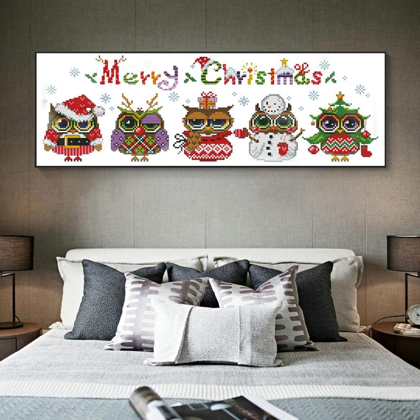 Christmas Owl - Partial 14CT Counted Cross Stitch 48x18CM - Joy Sunday