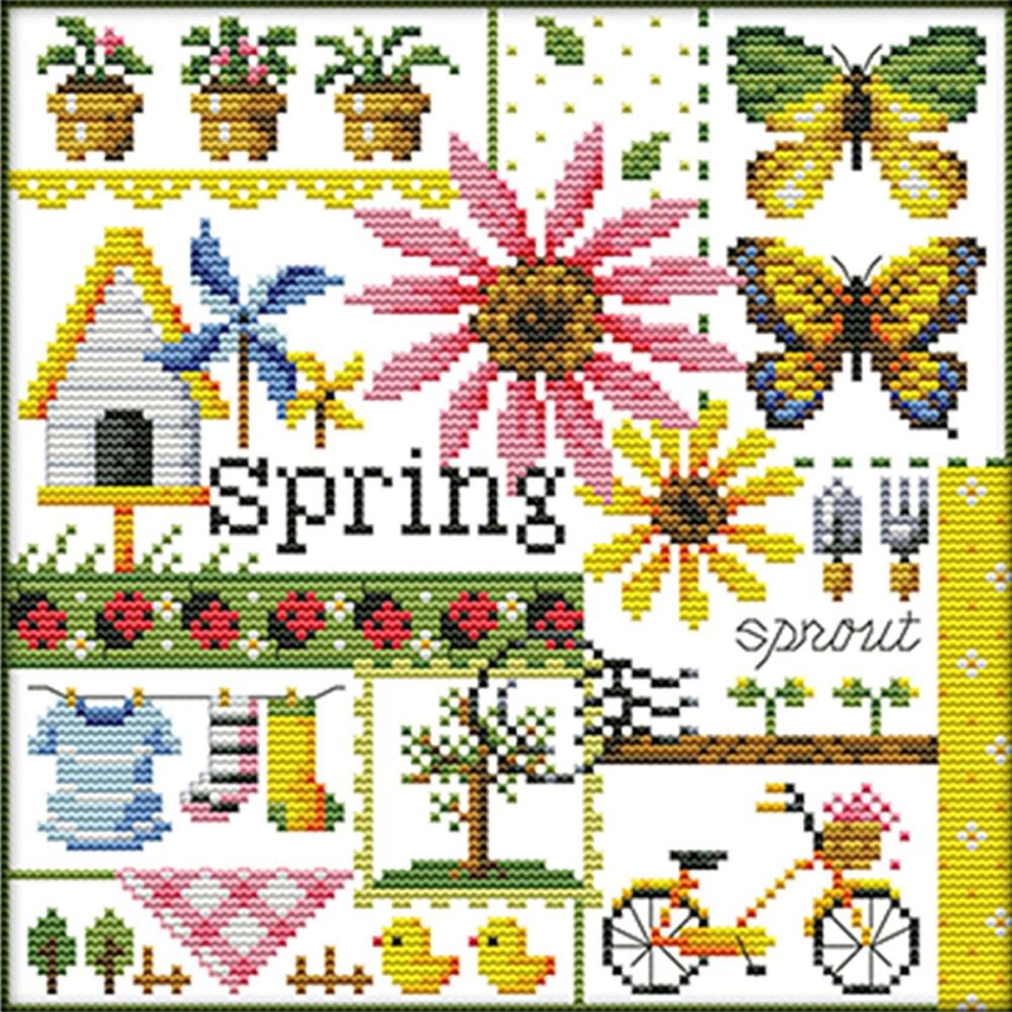 Four Seasons - Spring - Partial 14CT Counted Cross Stitch 26x26CM - Joy Sunday
