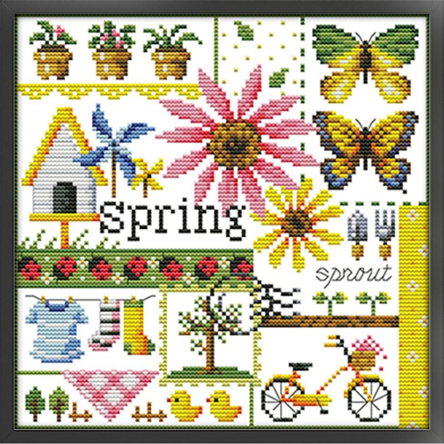 Four Seasons - Spring - Partial 14CT Counted Cross Stitch 26x26CM - Joy Sunday