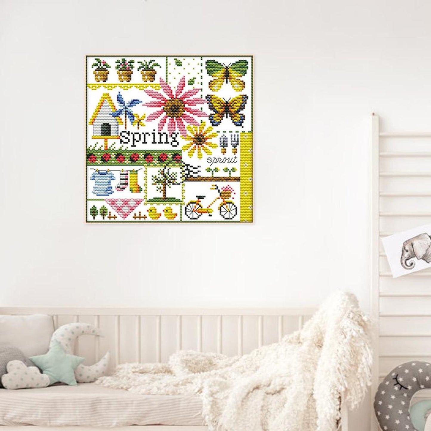 Four Seasons - Spring - Partial 14CT Counted Cross Stitch 26x26CM - Joy Sunday