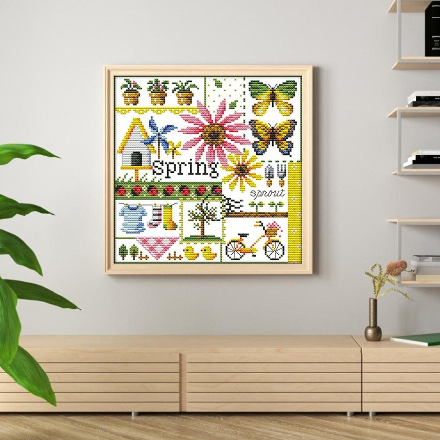 Four Seasons - Spring - Partial 14CT Counted Cross Stitch 26x26CM - Joy Sunday