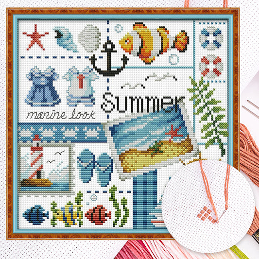 Four Seasons - Summer - Partial 14CT Counted Cross Stitch 27x26CM - Joy Sunday