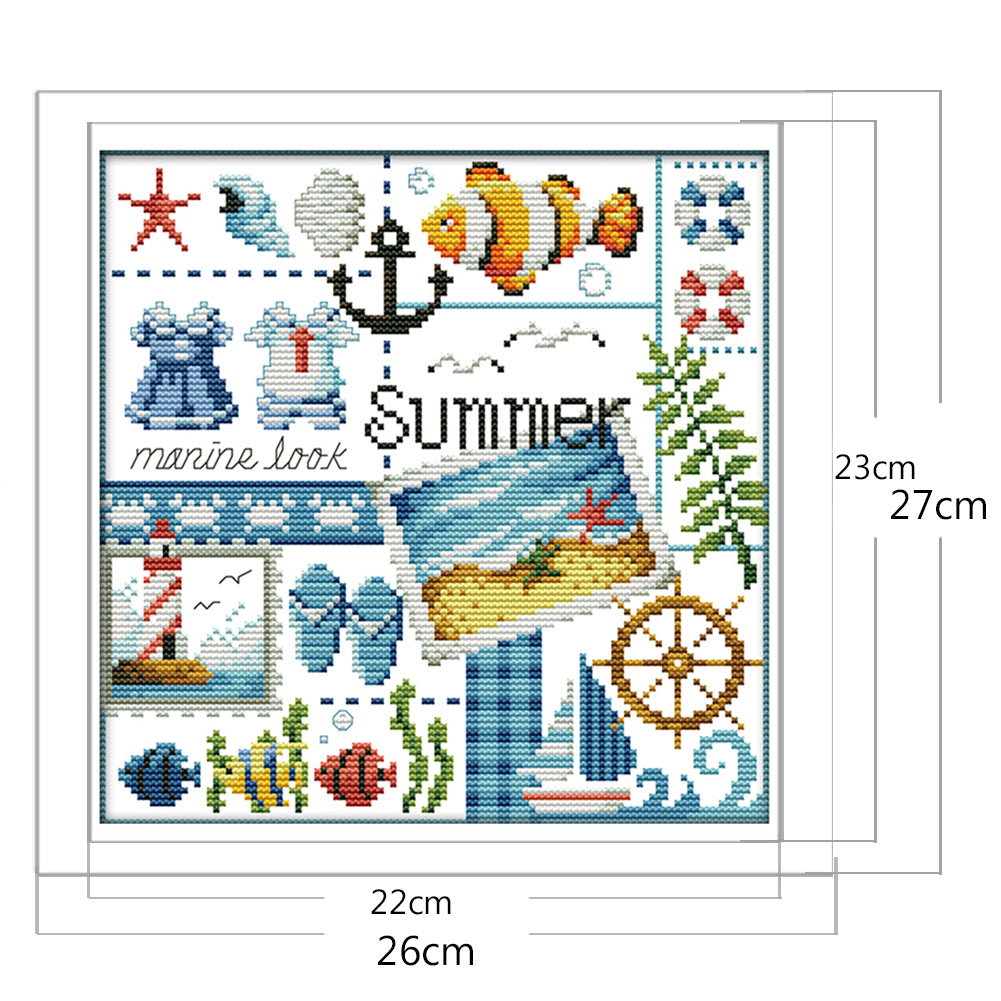 Four Seasons - Summer - Partial 14CT Counted Cross Stitch 27x26CM - Joy Sunday