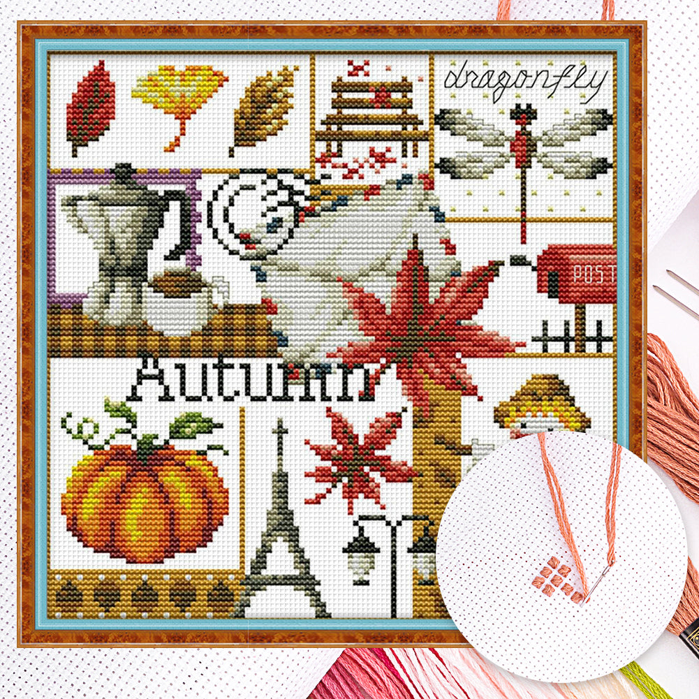 Four Seasons - Autumn - Partial 14CT Counted Cross Stitch 27x26CM - Joy Sunday