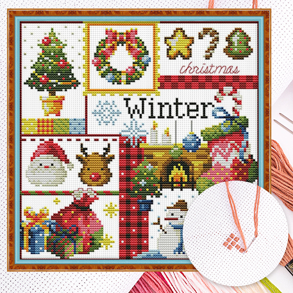 Four Seasons - Winter - Partial 14CT Counted Cross Stitch 27x27CM - Joy Sunday