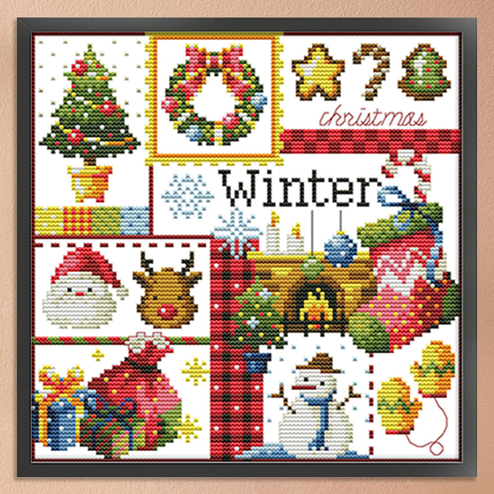 Four Seasons - Winter - Partial 14CT Counted Cross Stitch 27x27CM - Joy Sunday
