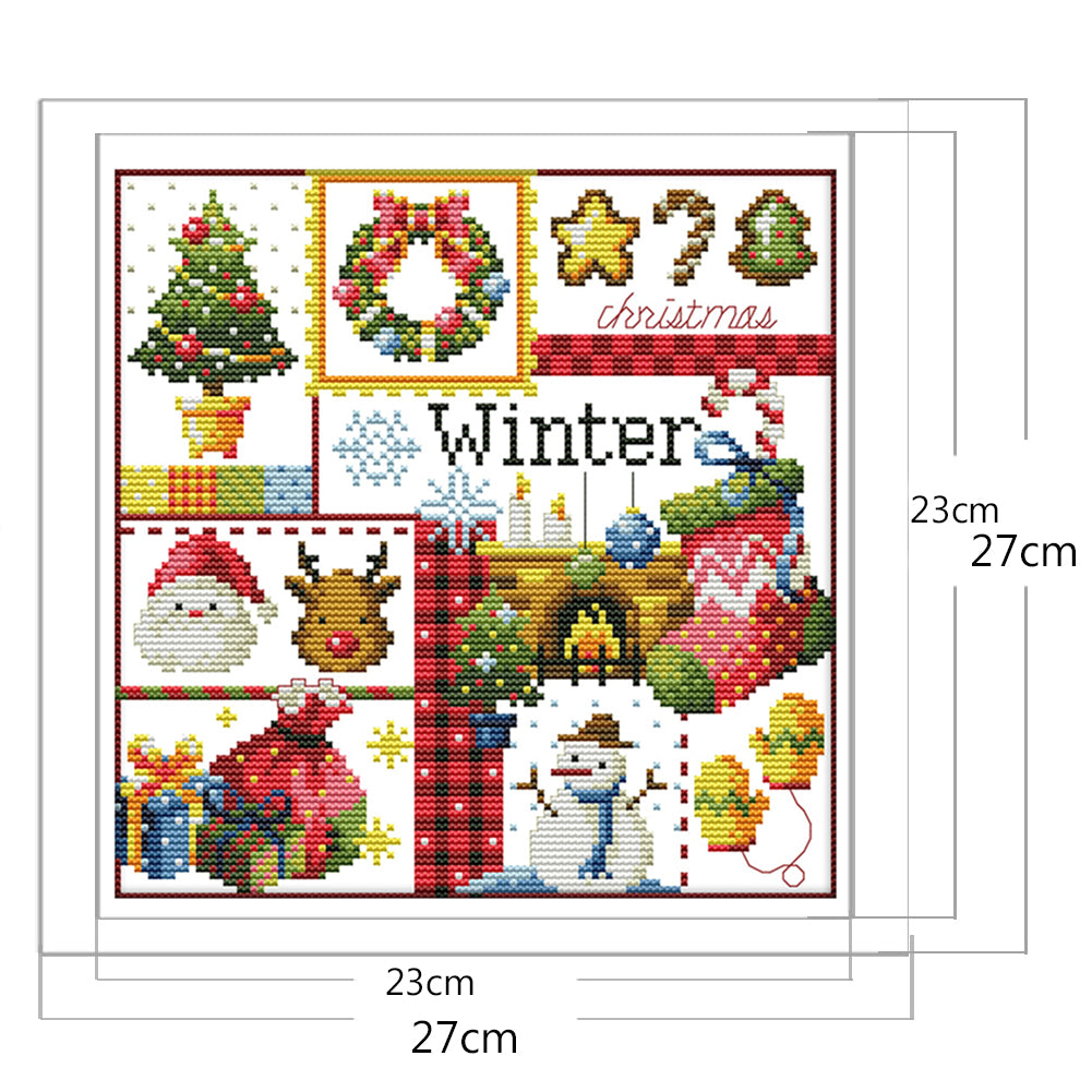 Four Seasons - Winter - Partial 14CT Counted Cross Stitch 27x27CM - Joy Sunday