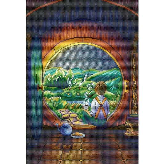 Boy By The Window - Full 14CT Counted Cross Stitch 24x33CM - Yishu