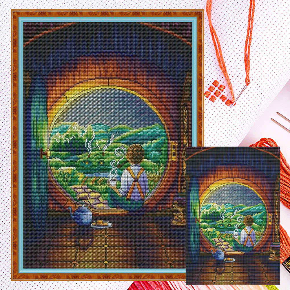 Boy By The Window - Full 14CT Counted Cross Stitch 24x33CM - Yishu
