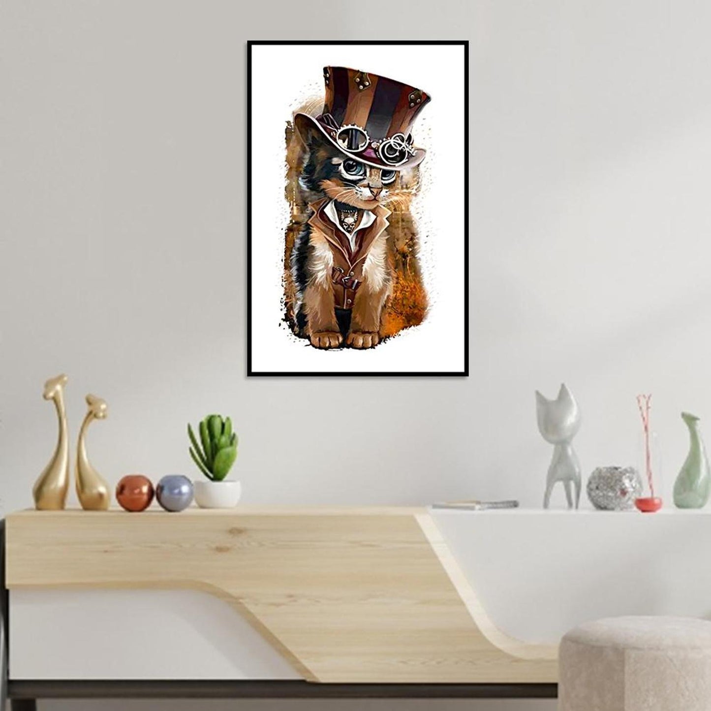 Detective Cat - Partial 14CT Counted Cross Stitch 36x49CM - Jinlei