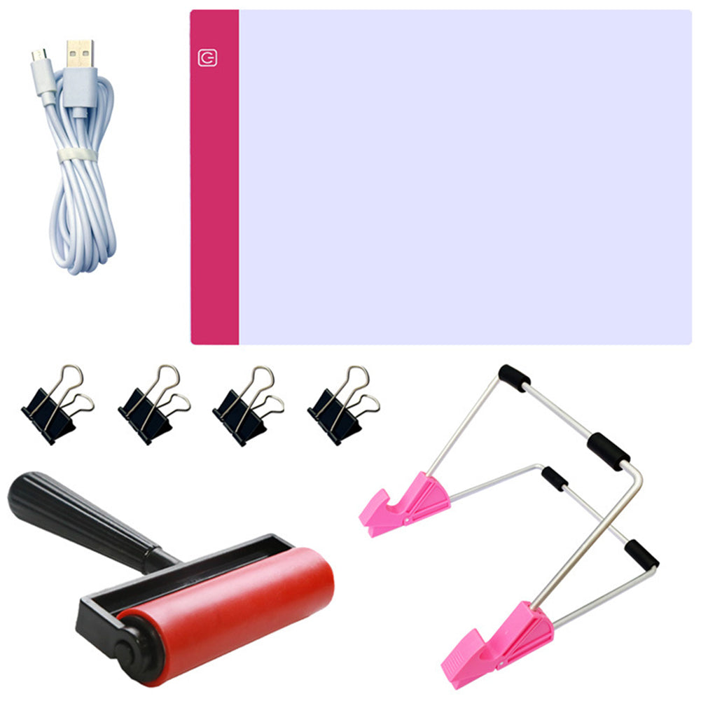 Diamond Painting A4 LED Light Pad LED Drawing Board Copy Board Tools (Pink)