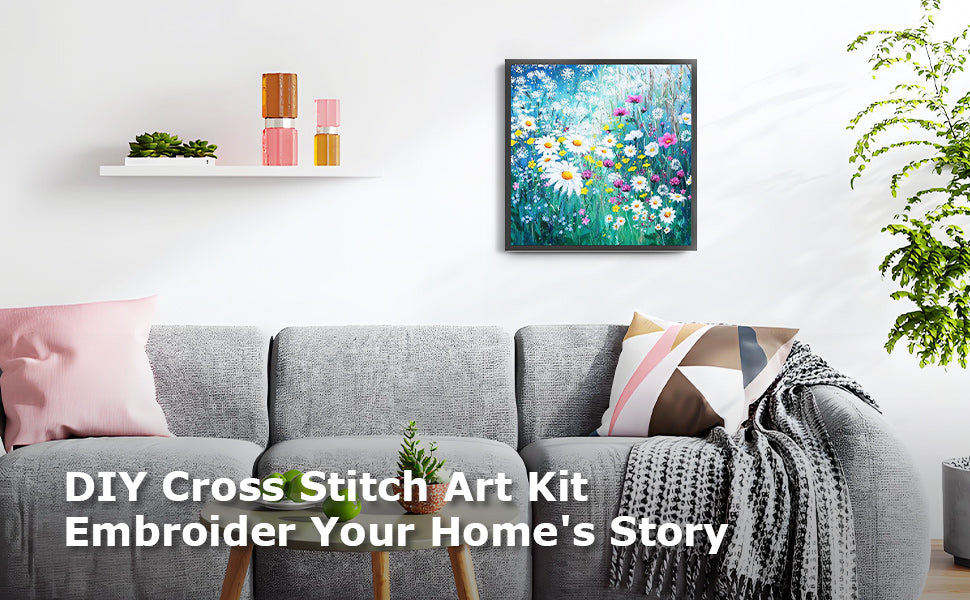 Daisy Cluster - Full 11CT Stamped Cross Stitch 40x40CM - Diy