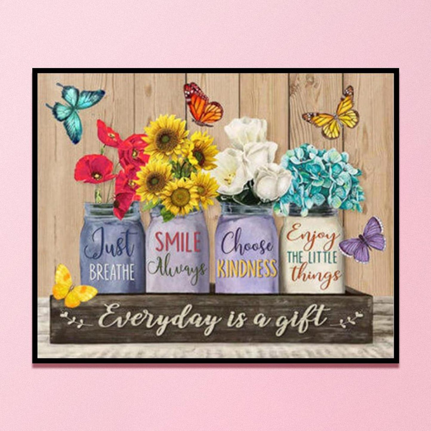 Flowers And Butterflies In Vase - Full 11CT Stamped Cross Stitch 40x50CM - Diy