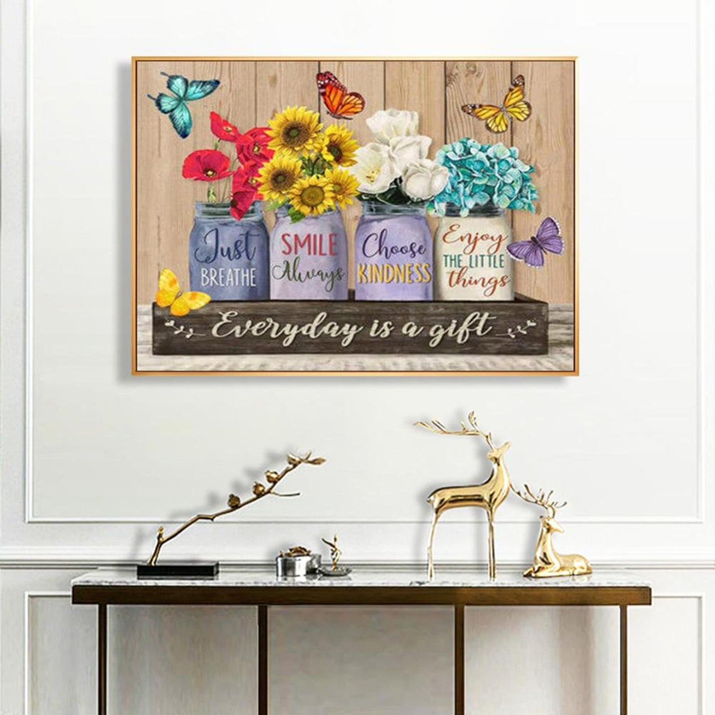 Flowers And Butterflies In Vase - Full 11CT Stamped Cross Stitch 40x50CM - Diy