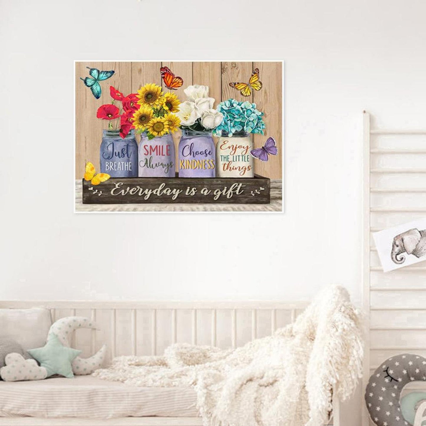 Flowers And Butterflies In Vase - Full 11CT Stamped Cross Stitch 40x50CM - Diy