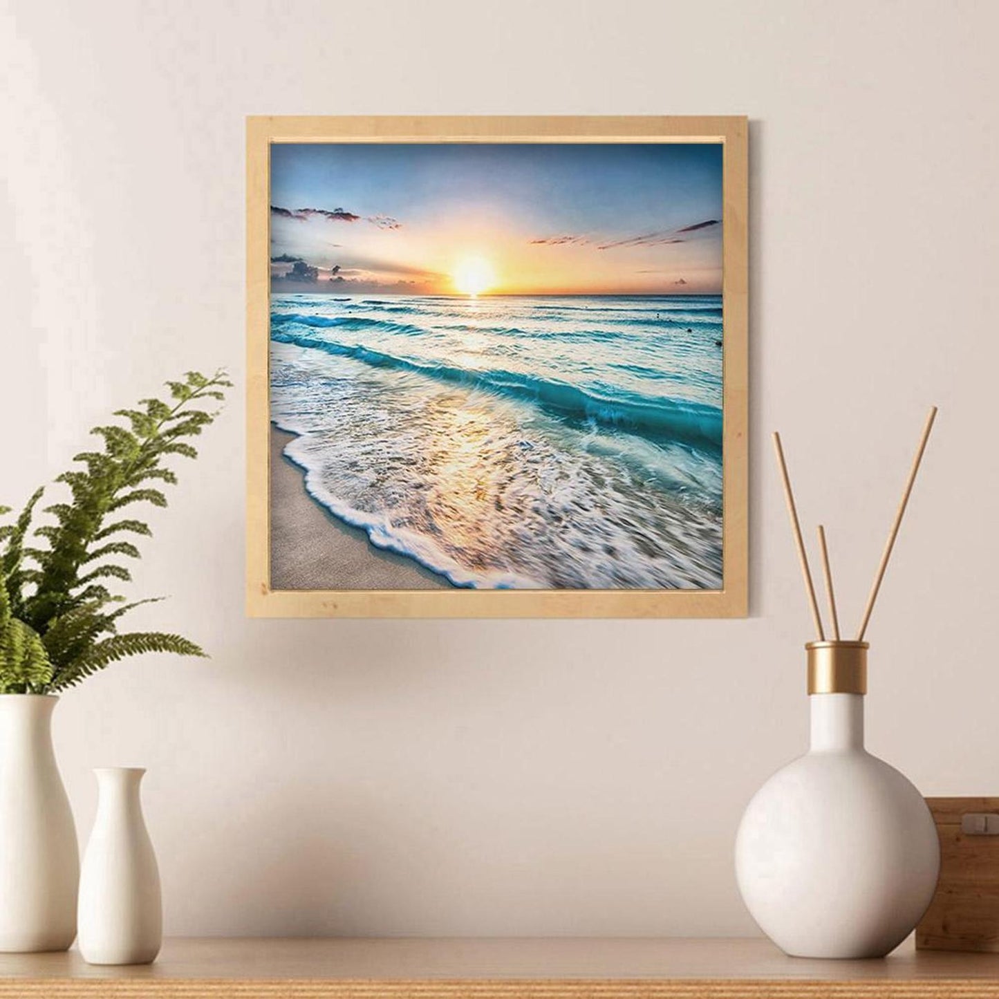 Sunset By The Sea - Full 11CT Stamped Cross Stitch 40x40CM - Band