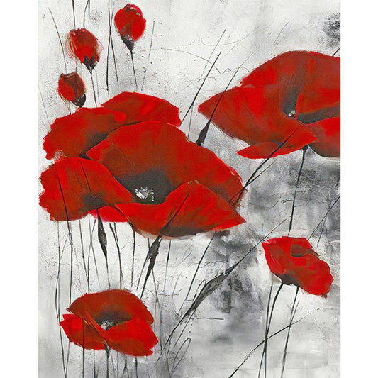Red Poppy - Full 11CT Stamped Cross Stitch 40x50CM - Band