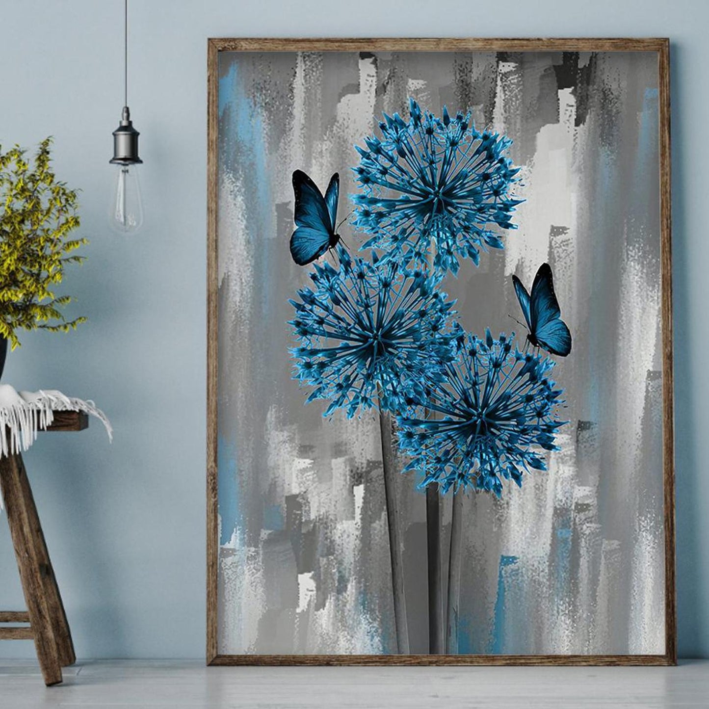 Blue Flowers - Full 11CT Stamped Cross Stitch 40x50CM - Band
