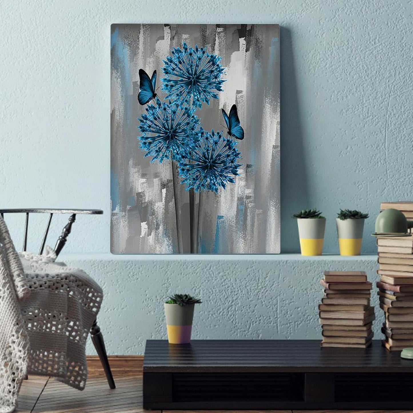 Blue Flowers - Full 11CT Stamped Cross Stitch 40x50CM - Band