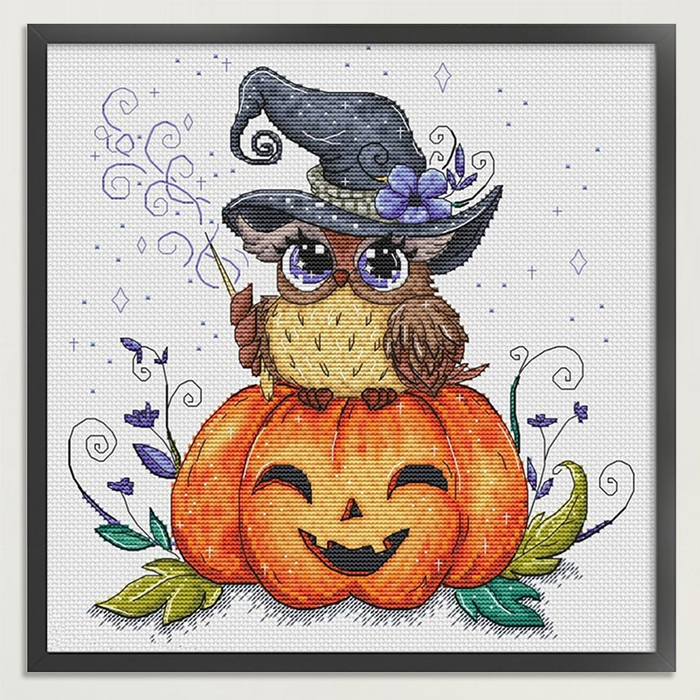 Halloween Owl - Partial 14CT Counted Cross Stitch 35x35CM - Yishu