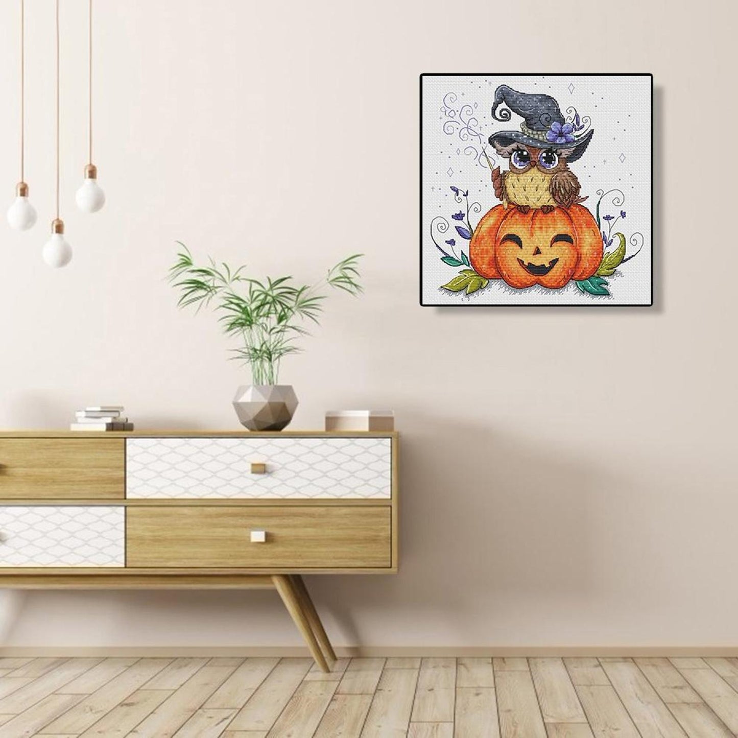 Halloween Owl - Partial 14CT Counted Cross Stitch 35x35CM - Yishu