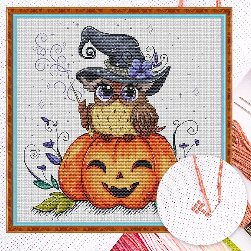 Halloween Owl - Partial 14CT Counted Cross Stitch 35x35CM - Yishu