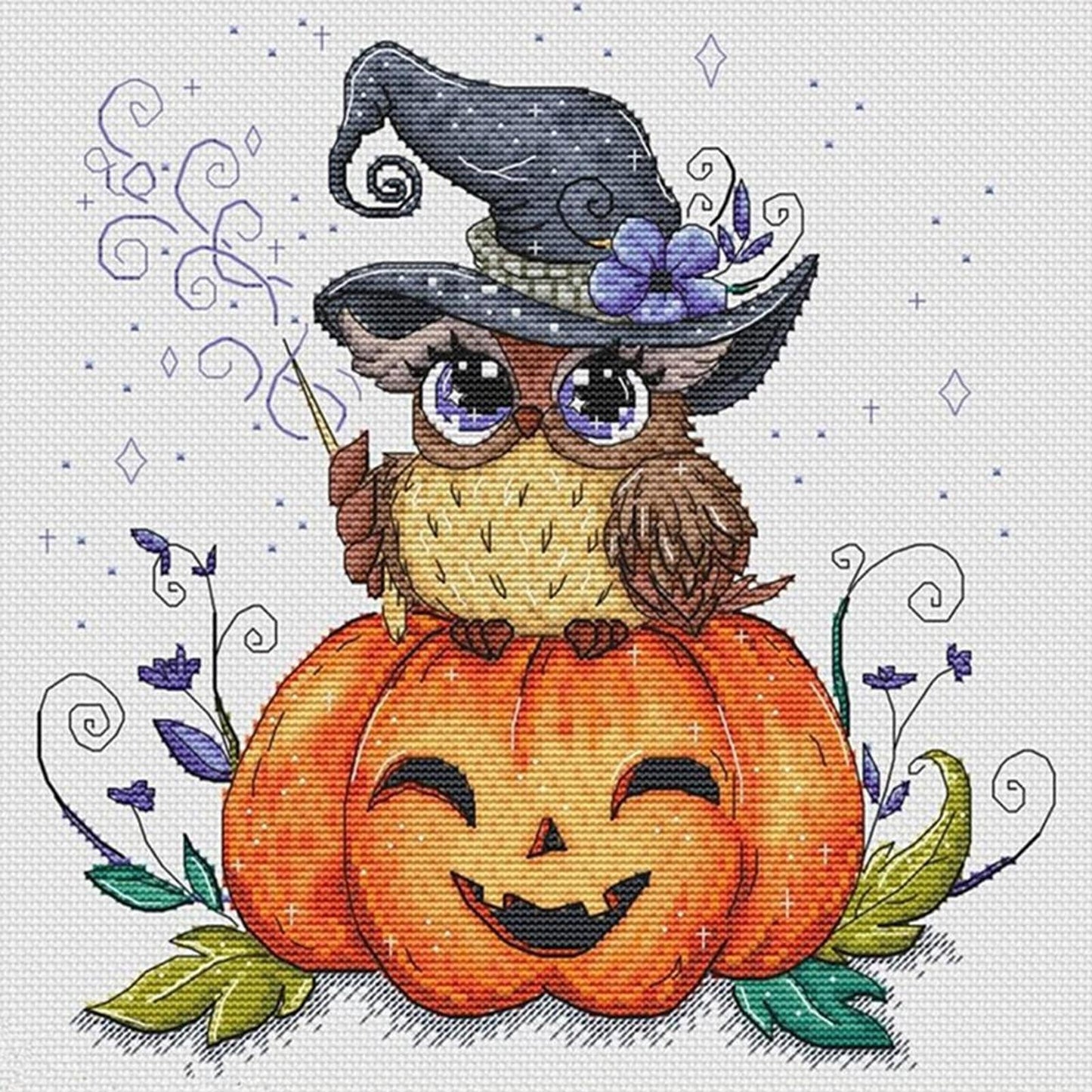 Halloween Owl - Partial 14CT Counted Cross Stitch 35x35CM - Yishu