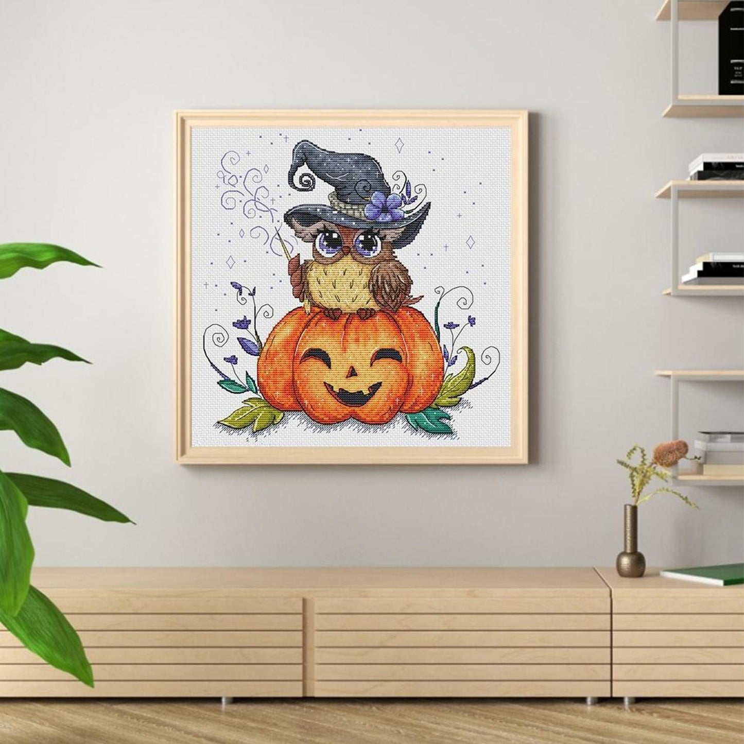 Halloween Owl - Partial 14CT Counted Cross Stitch 35x35CM - Yishu