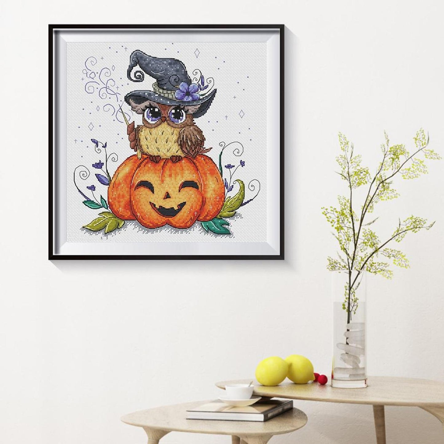 Halloween Owl - Partial 14CT Counted Cross Stitch 35x35CM - Yishu