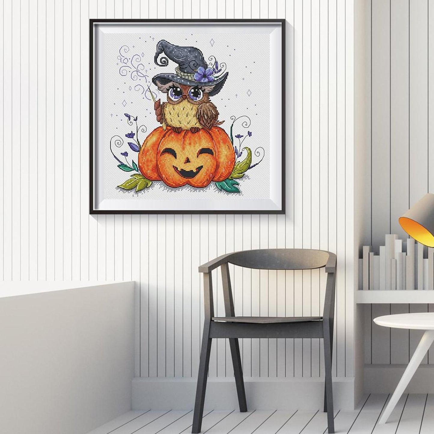 Halloween Owl - Partial 14CT Counted Cross Stitch 35x35CM - Yishu