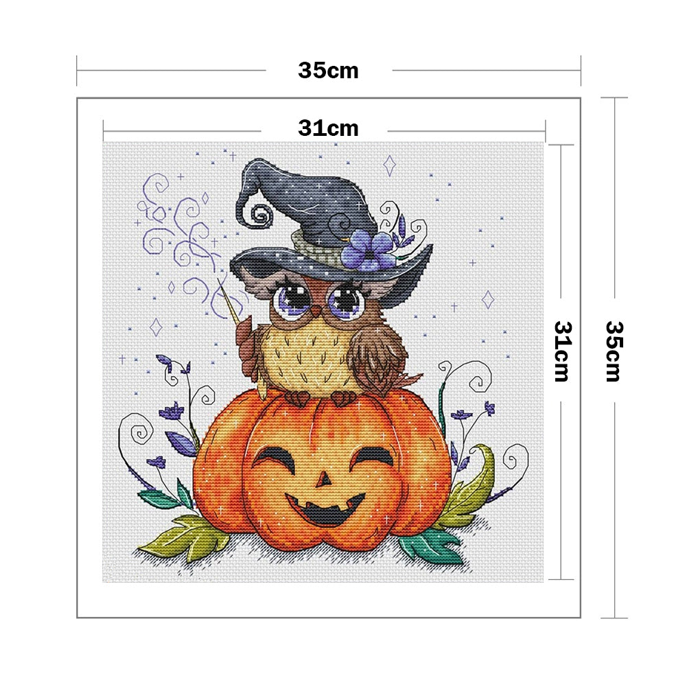 Halloween Owl - Partial 14CT Counted Cross Stitch 35x35CM - Yishu