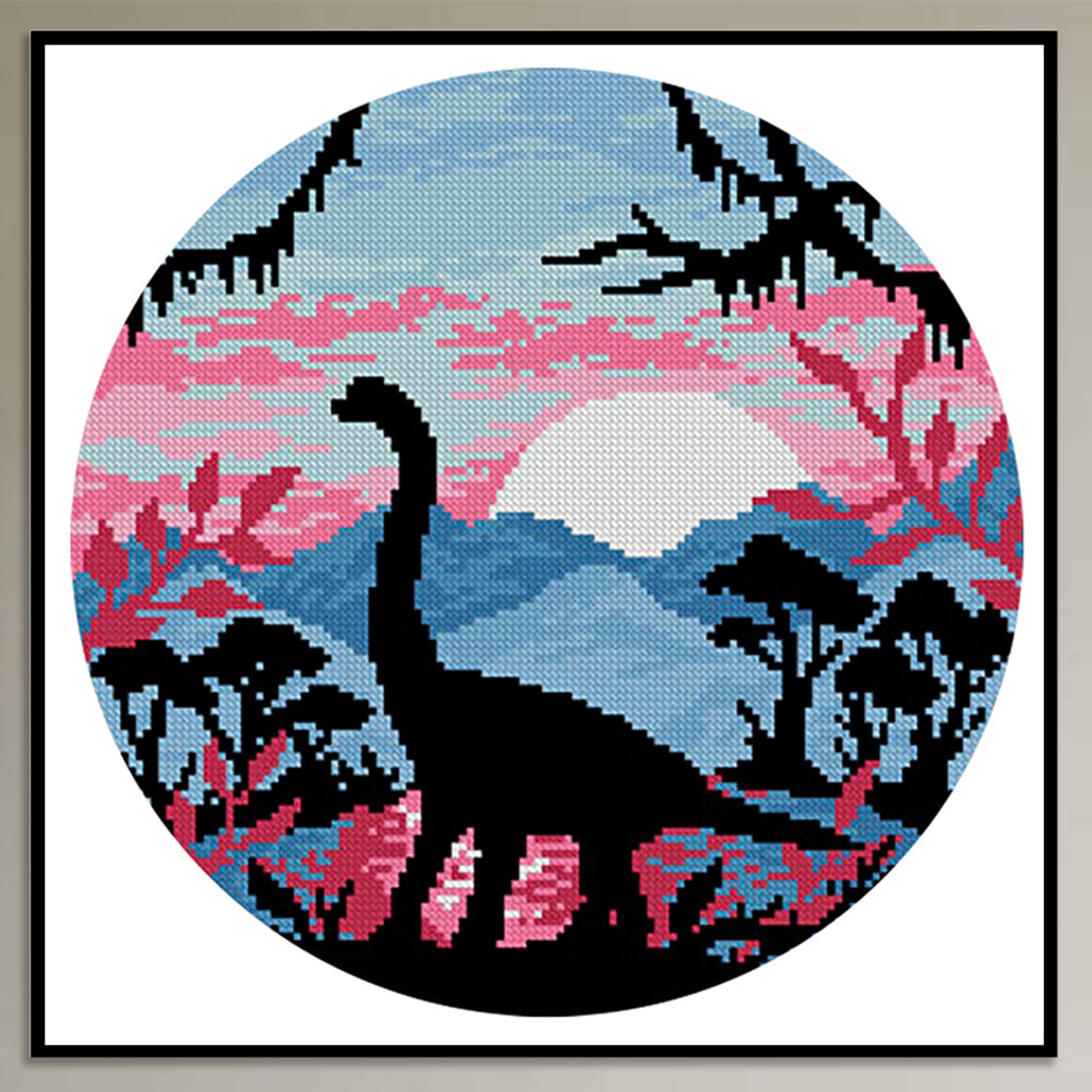 Colorful Dinosaur - Partial 11CT Stamped Cross Stitch 40x40CM - Yishu