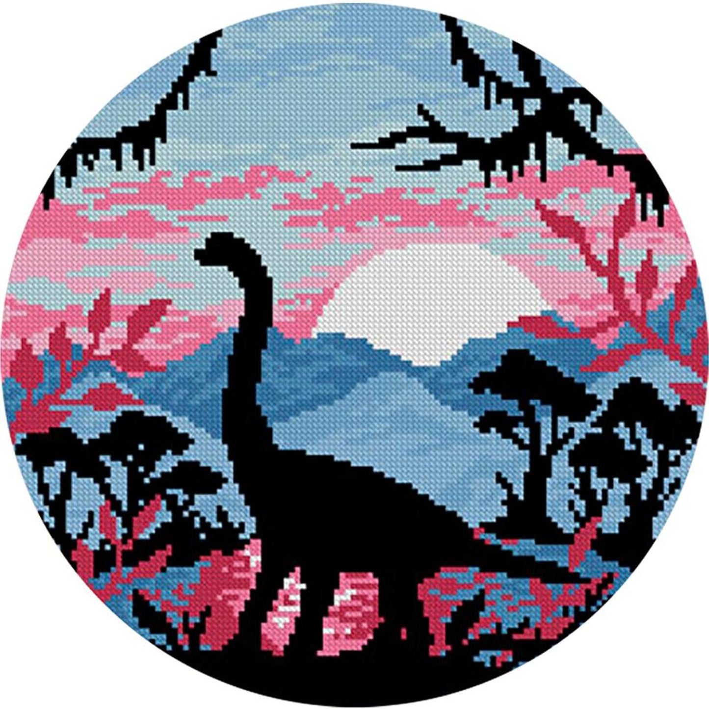 Colorful Dinosaur - Partial 11CT Stamped Cross Stitch 40x40CM - Yishu