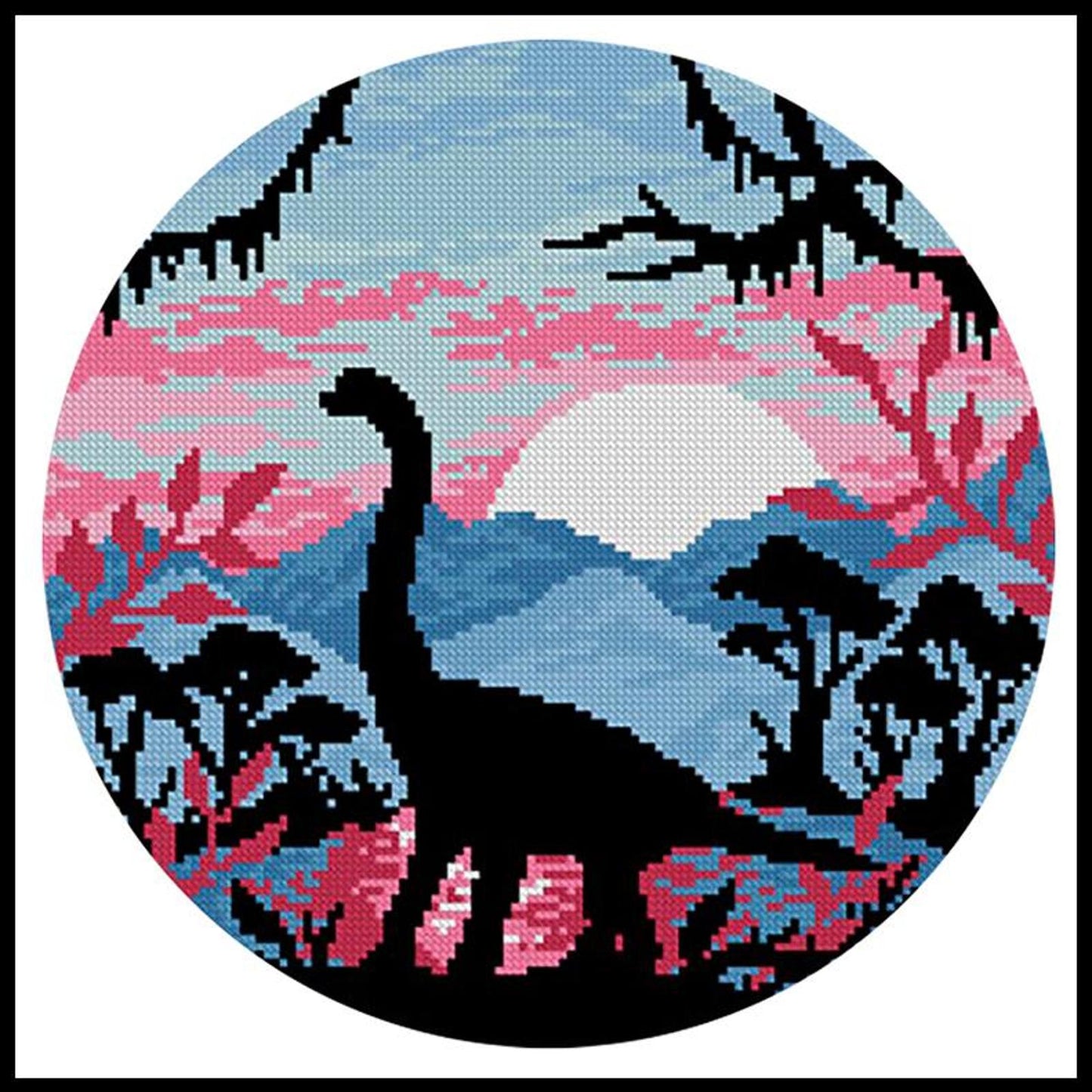 Colorful Dinosaur - Partial 11CT Stamped Cross Stitch 40x40CM - Yishu