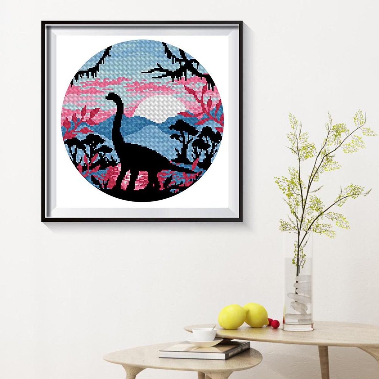 Colorful Dinosaur - Partial 11CT Stamped Cross Stitch 40x40CM - Yishu