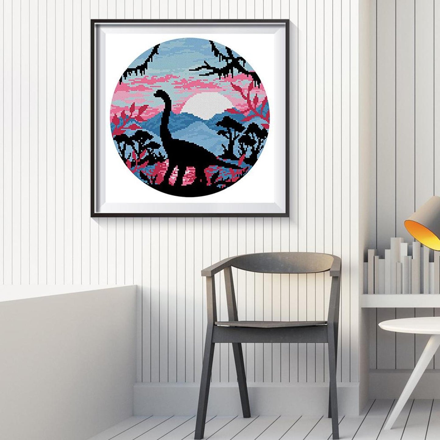 Colorful Dinosaur - Partial 11CT Stamped Cross Stitch 40x40CM - Yishu